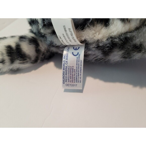 Aurora Babies Gray Black White Snow Leopard 10" Plush Blue Eyes Collar 2017 - Picture 9 of 10